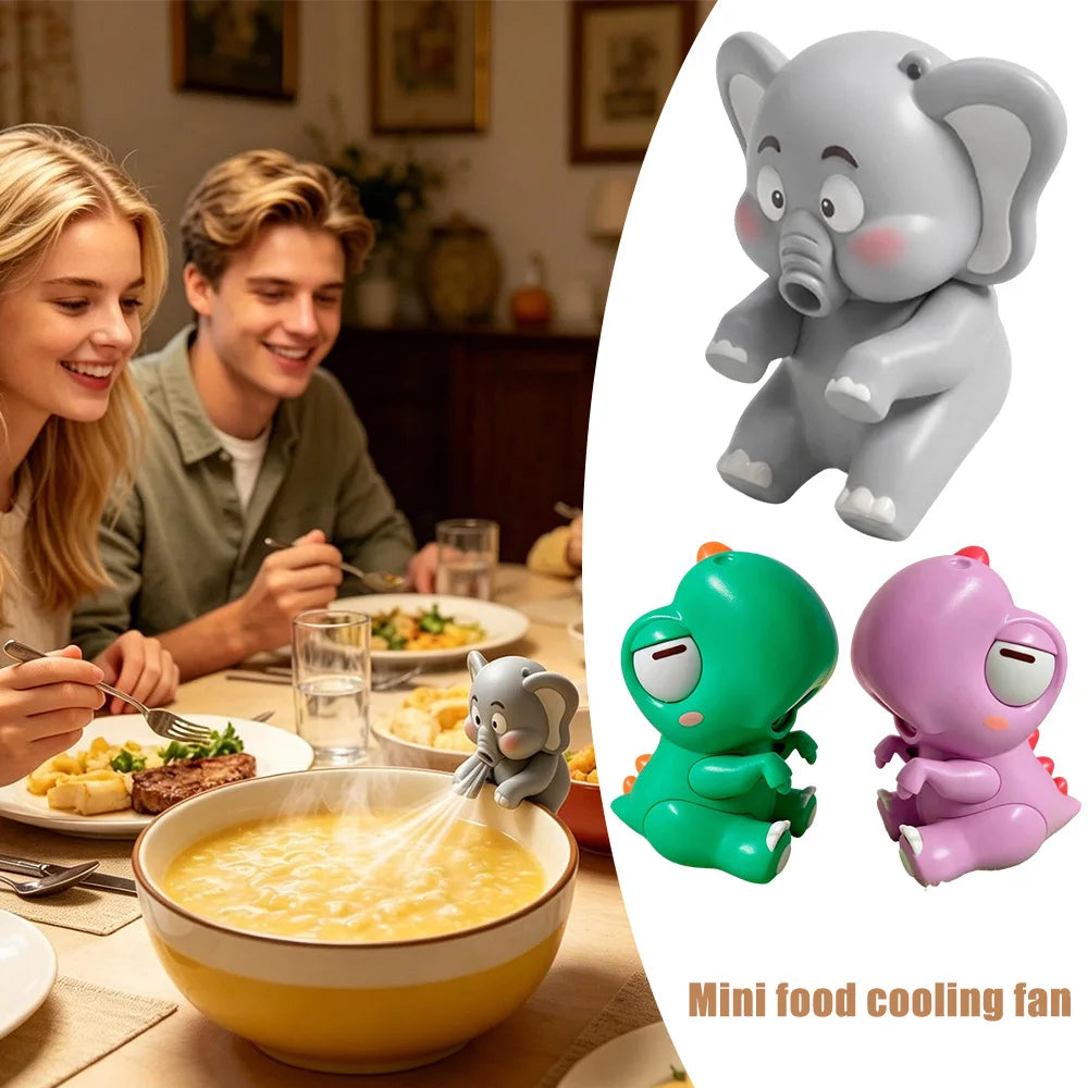 Cute Elephant Shape Cup Hanging Blowing Mini Fan Baby Food Cooling Gadget Portable Kids Toy Safe Soft Wind Cool Down